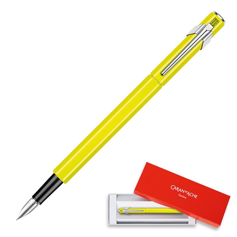 Caran D'ache, Pióro wieczne 849 Fluo Line, F, Żółty