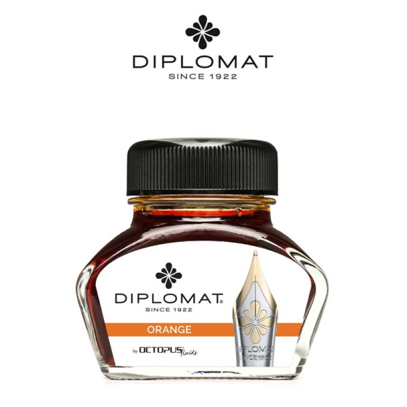 Diplomat, Atrament do piór wiecznych w kałamarzu, Pomarańczowy, 30 ml