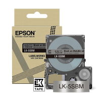 Epson LK-5SBM taśma 18 mm, czarny na metalicznym srebrnym, oryginalna