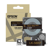 Epson LK-5BKP taśma 18 mm, złoty na metalicznym czarnym, oryginalna