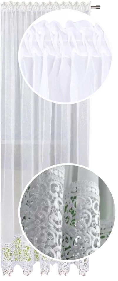 Firana Gotowa Z Gipiura 400x230 Gładka Na Balkon