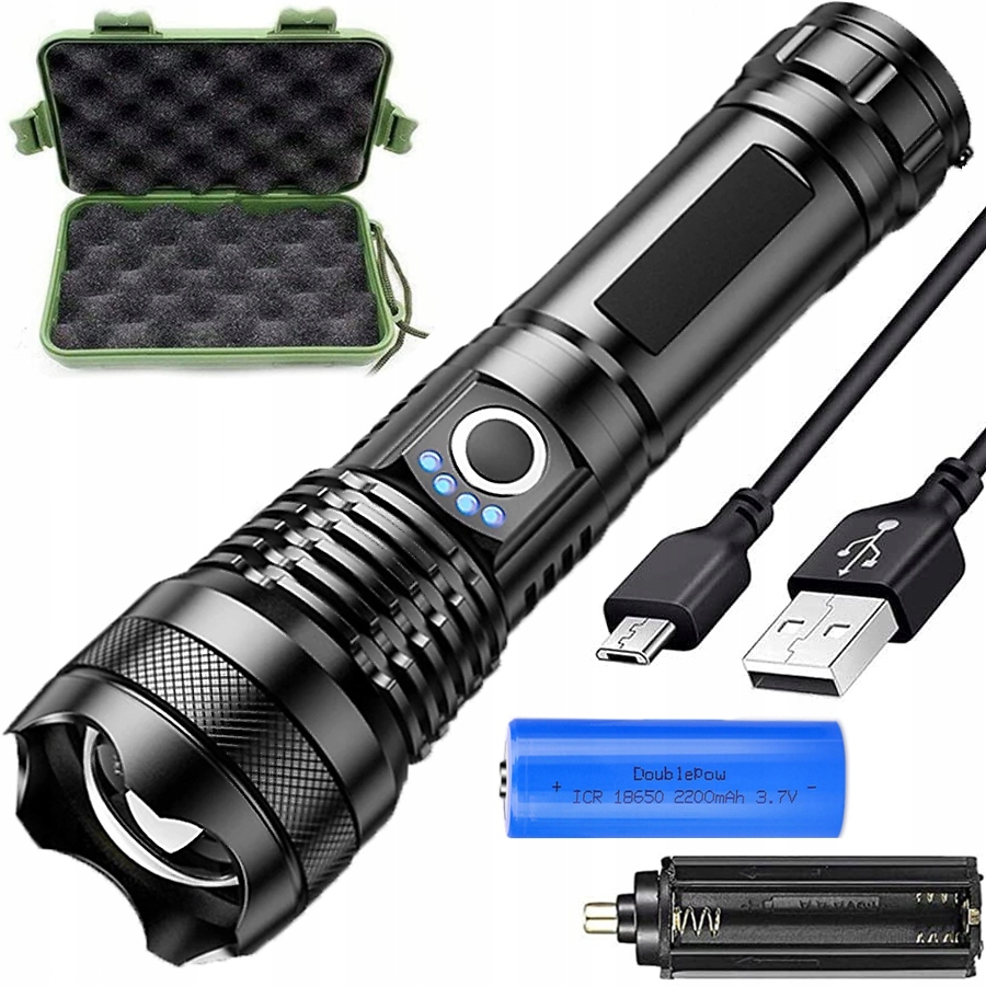Mocna Latarka Taktyczna Led XHP50 Zoom Wojskowa