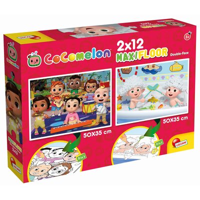 Lisciani COCOMELON DWUSTRONNE PUZZLE PODLOGOWE 2X12 E CZAS COŚ ZBUDOWAĆ 304-91133