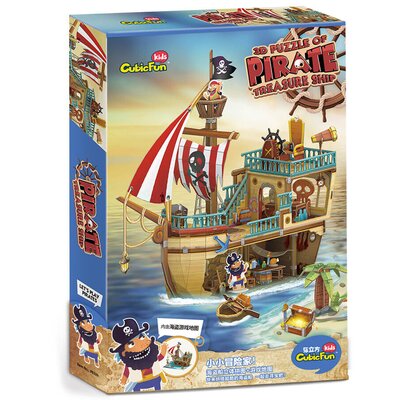 Puzzle 3D Statek piracki ze skarbem