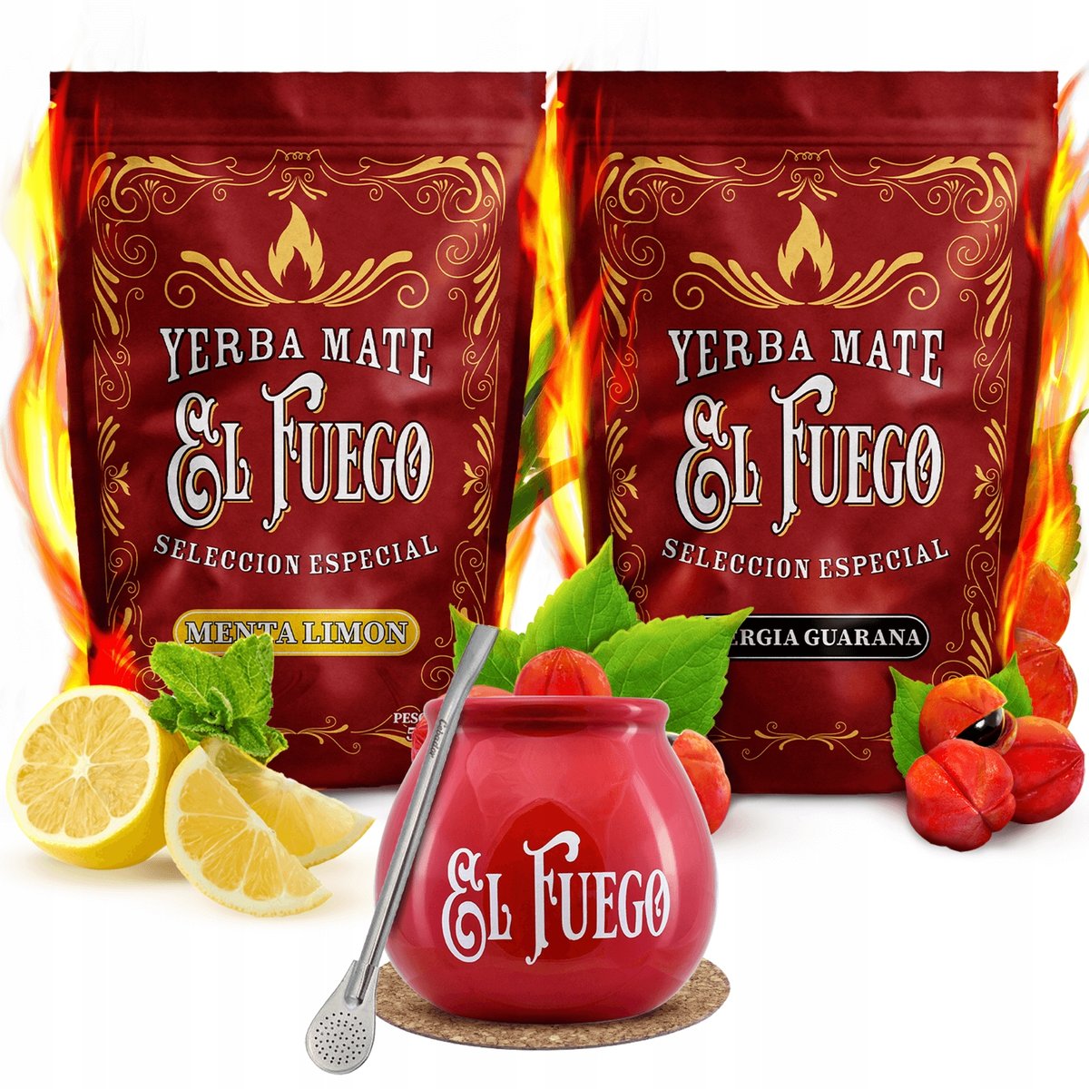 Zestaw Yerba El Fuego NAJMOCNIEJSZA Guarana 1kg