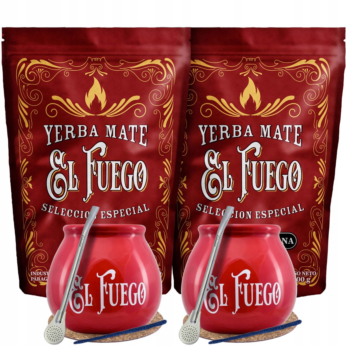 Zestaw Yerba Mate El Fuego dla dwojga Bombilla MOC