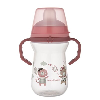 Canpol babies Kubek niekapek z silikonowym ustnikiem Bonjour Paris 250ml Pink