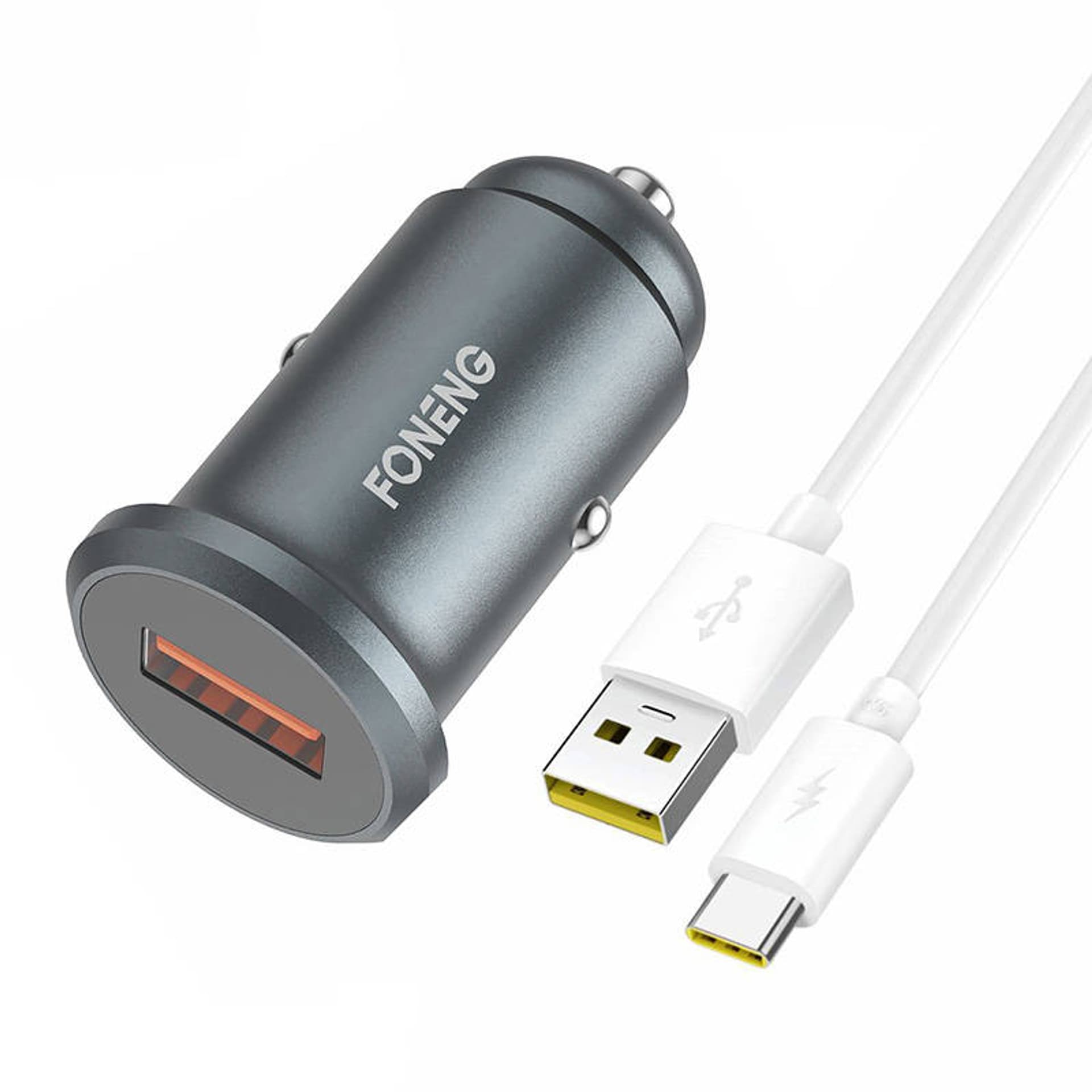 Mini zestaw ładujący GSM samochodowy Foneng C15 4A USB typu C (metalowy)
