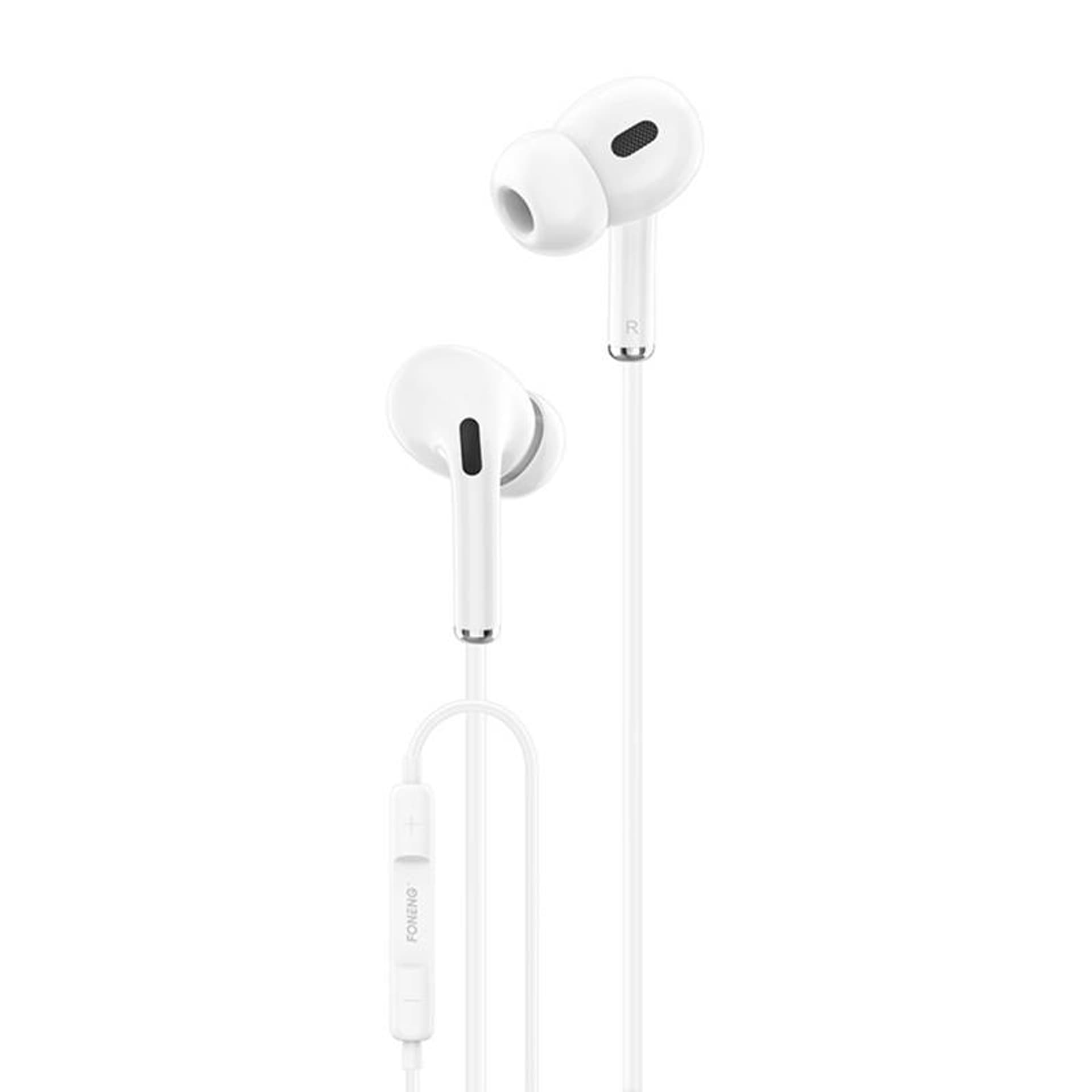 Foneng T33, mini jack 3.5mm, mikrofon (białe)