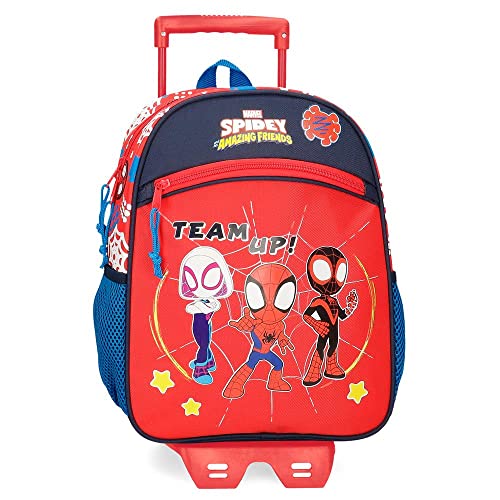 Marvel Spidey and Friends Plecak szkolny z wózkiem Czerwony 27x33x11 cms Poliester 9.8L, Czerwony, Talla única, plecak szkolny na kółkach