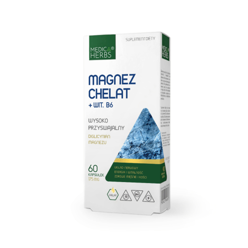 Magnez Chelat + Wit. B6 175 mg 60 kapsułek MEDICA HERBS