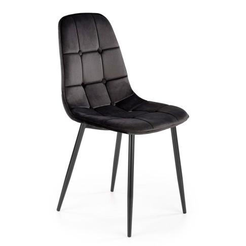 Welurowe czarne krzesło z pikowaniem L2-S50