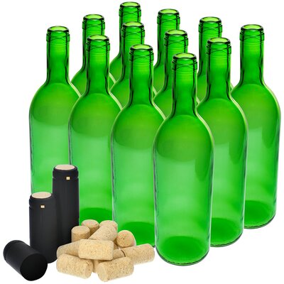 Browin Butelka na wino 0,75L z korkami i kapturkami - 12 szt.