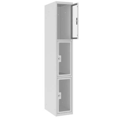 Szafa metalowa z drzwiami z plexi - 3 osobne skrytki na kluczyk MSUS 313