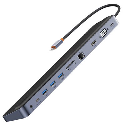 Baseus Hub adapter EliteJoy Gen2 11w1, USB-C, szary
