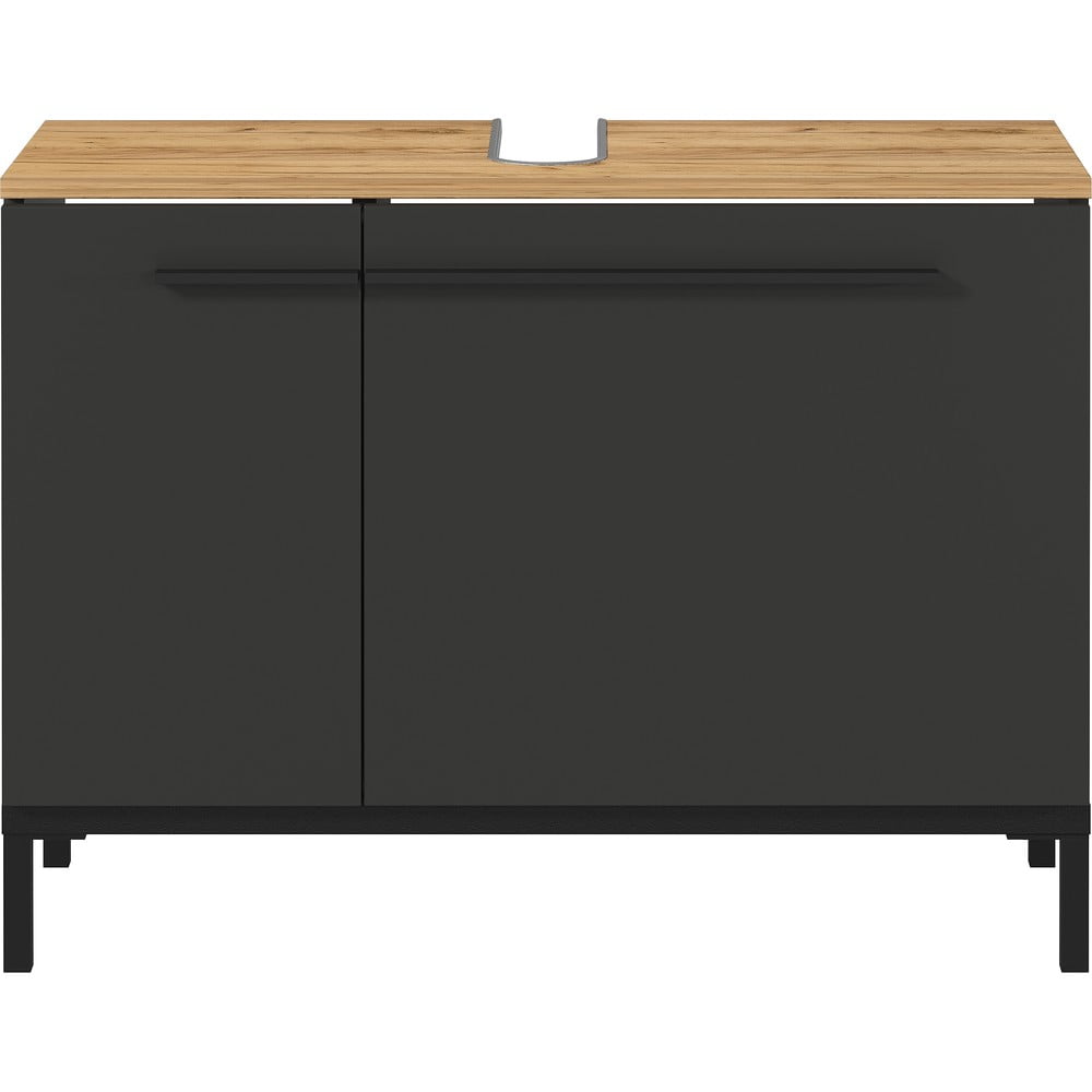 Ciemnoszara szafka pod umywalkę w dekorze dębu 80x59 cm Yonkers – Germania