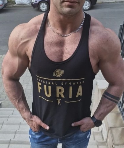 Tank top czarny złote logo Furia