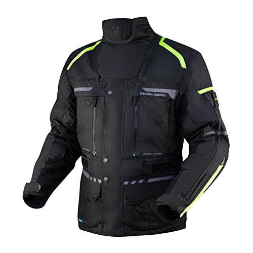 REBELHORN Cubby IV kurtka motocyklowa dla mężczyzn z membraną REISSA CE Level 2, ochrona łokci i ramion, płyty z siatki stalowej, ThermoLite Liner, neoprenowy pokrowiec na telefon komórkowy