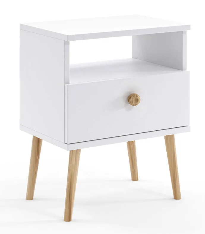Biała szafka nocna w stylu skandynawskim D5-K10