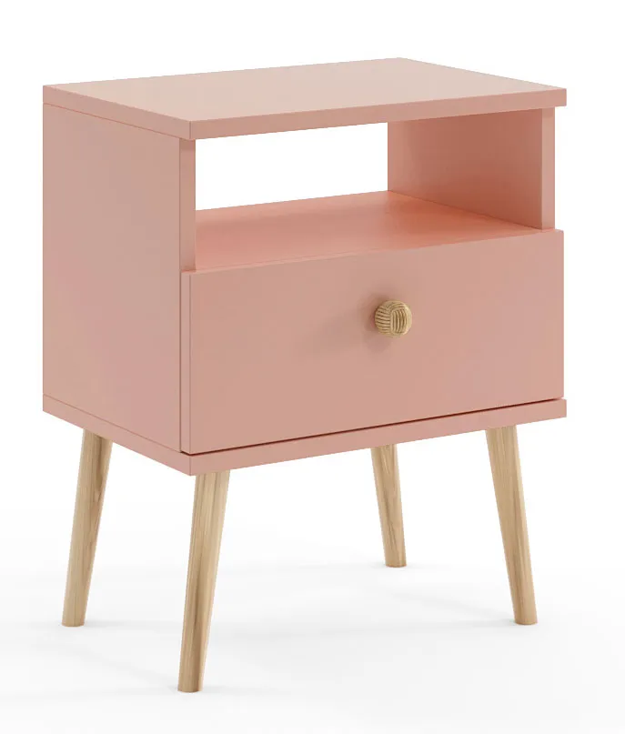 Różowa szafka nocna na wysokich nóżkach K4-E22