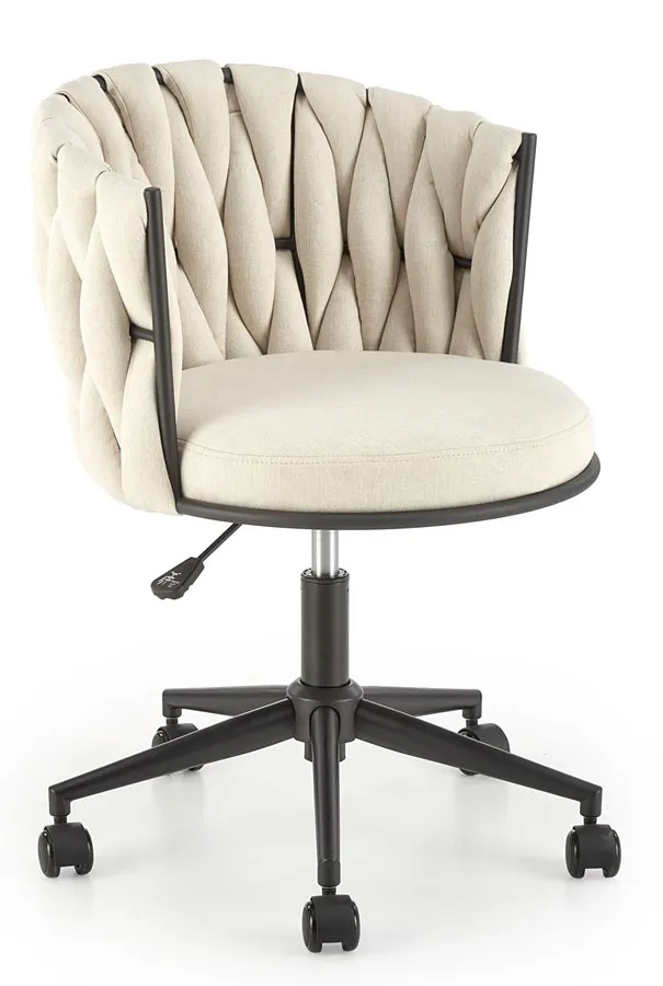 Elior Jasnobeżowy tapicerowany fotel obrotowy F8-N69