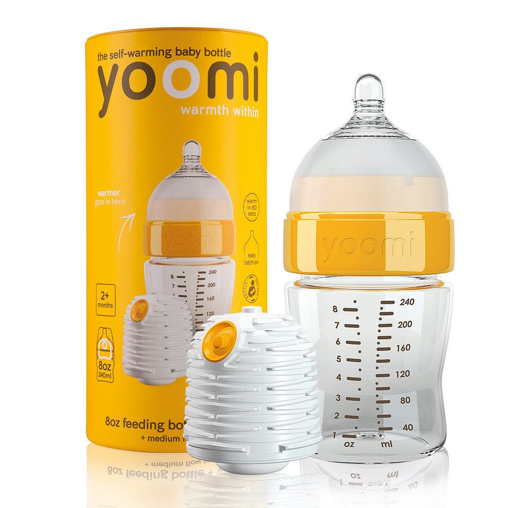 Yoomi Butelka Antykolkowa 240 ml ze Smoczkiem i Podgrzewaczem Musztardowa 5060233560165