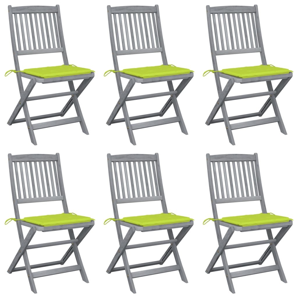 vidaXL Składane krzesła ogrodowe 6 szt. poduszki drewno akacjowe 3065445