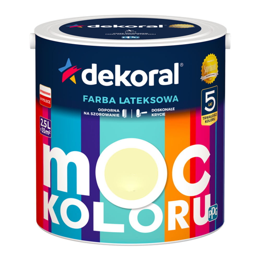 Dekoral Farba wewn$173trzna do ścian AKRYLIT W 2,5 l Be$174owy jasny