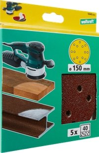 Wolfcraft Krążki ścierne samoprzyczepne korund śr. 150 mm granulacja 40 (5szt.) 1840000
