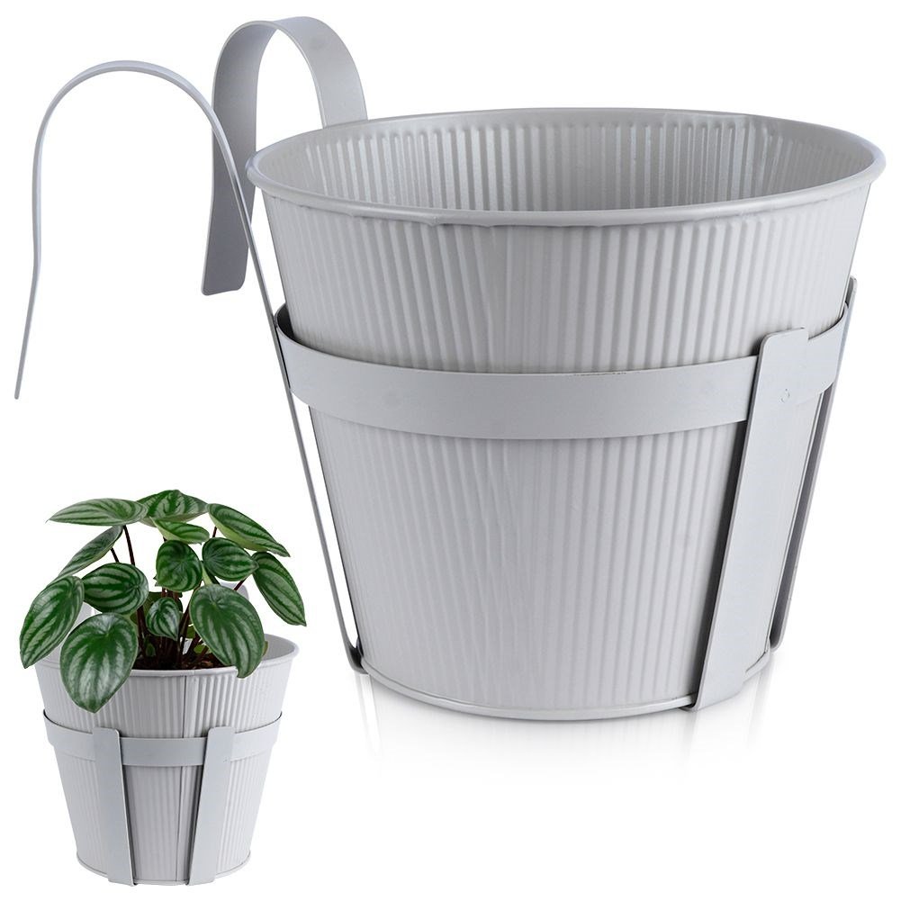 Doniczka balkonowa metalowa szara 20 cm osłonka