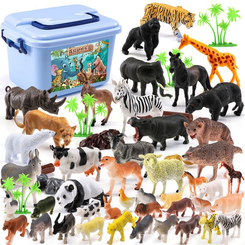 Figurki zwierzątka, zestaw zwierzęta zoo, safarii, farma 58 elementów.