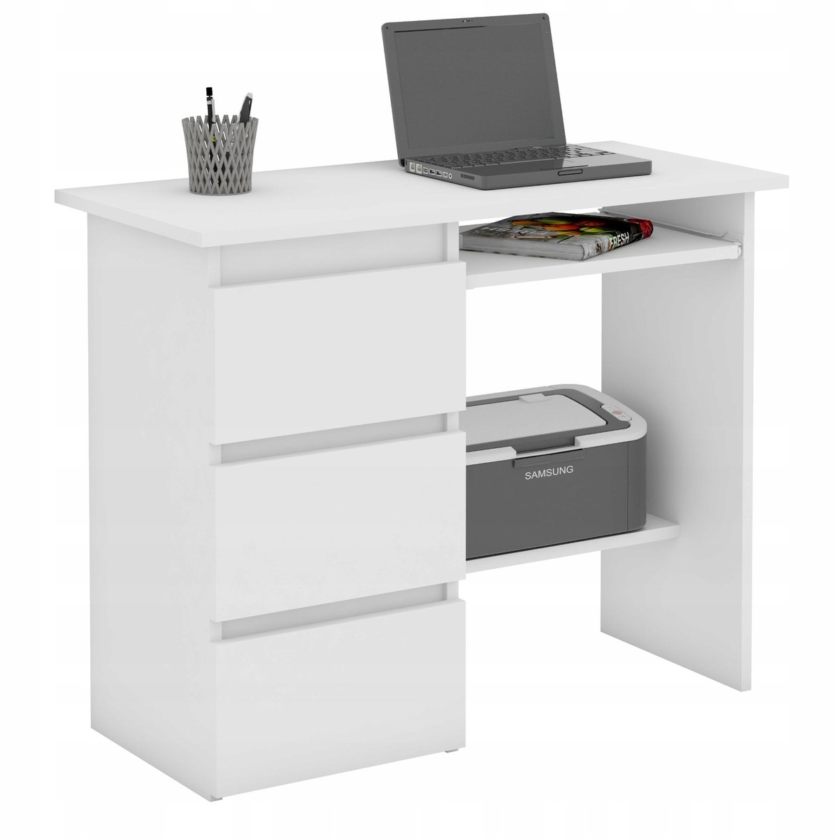 Tanie biurko do pokoju dziecięcego Beta 2 białe odwrotne, lewe