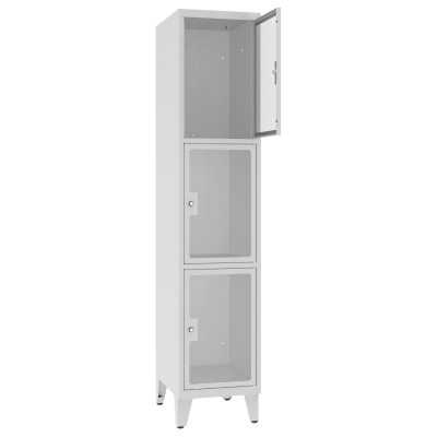 Szafa z trzema schowkami na osobne klucze dla pracowników MSUS 413 pleksi drzwiczki