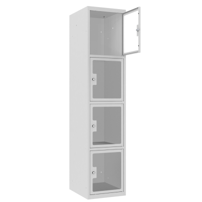 Szafka metalowa MSUS 414 z drzwiami z pleksy otwierana za pomocą klucza