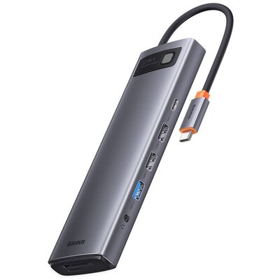 Baseus Metal Gleam wielofunkcyjny HUB USB Typ C 12w1 HDMI / DP / USB Typ C / minijack 3.5mm / RJ45 / SD (WKWG020213)