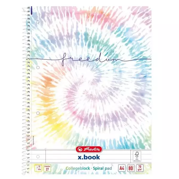 Brulion spirala A4/80K linia New Batik FD (5szt) - HERLITZ