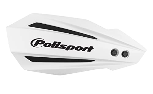 POLISPORT 8308500035 - Ochraniacze na dłonie BULLIT 1 MX-Style punkt mocowania z tworzywa sztucznego wraz z zestawem montażowym kompatybilne z motocyklami Kawasaki w kolorze białym