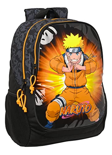 Safta NARUTO plecak szkolny dla dzieci, idealny dla dzieci w różnym wieku, wygodny i wszechstronny, jakość i wytrzymałość, 32x16x44 cm, kolor czarno-pomarańczowy, Czarny/Pomarańczowy, Estándar, Casual