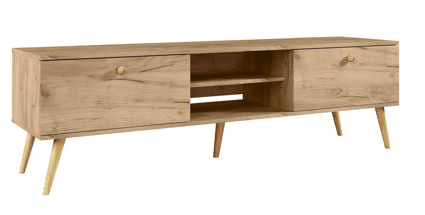 Szafka RTV na nóżkach dąb craft złoty Z3-P24