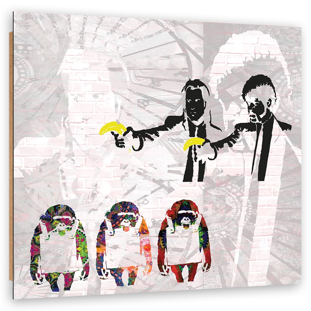 Obraz Deco Panel, Banksy Pulp Fiction i małpy (Rozmiar 30x30)