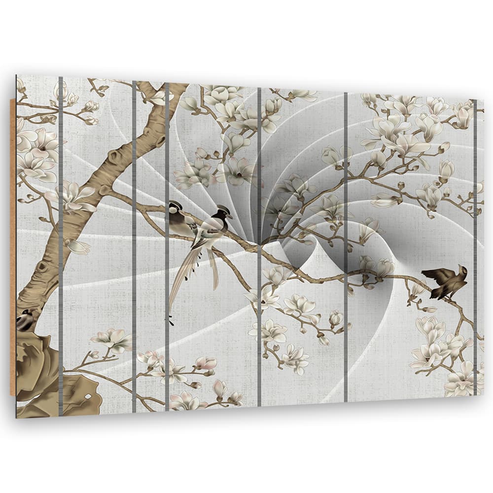 Obraz Deco Panel, Ptaki na drzewie magnolii (Rozmiar 120x80)