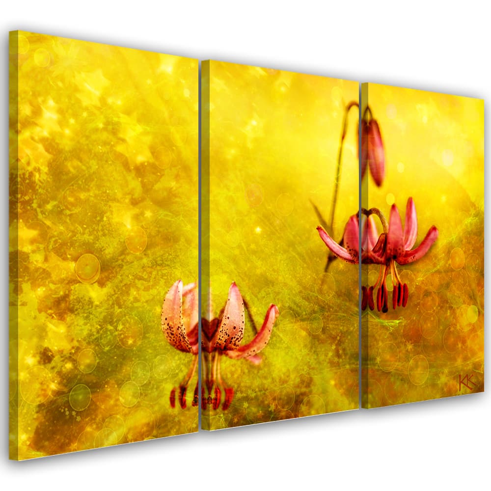 Obraz trzyczęściowy na płótnie, Zwiędłe tulipany kwiaty (Rozmiar 120x80)