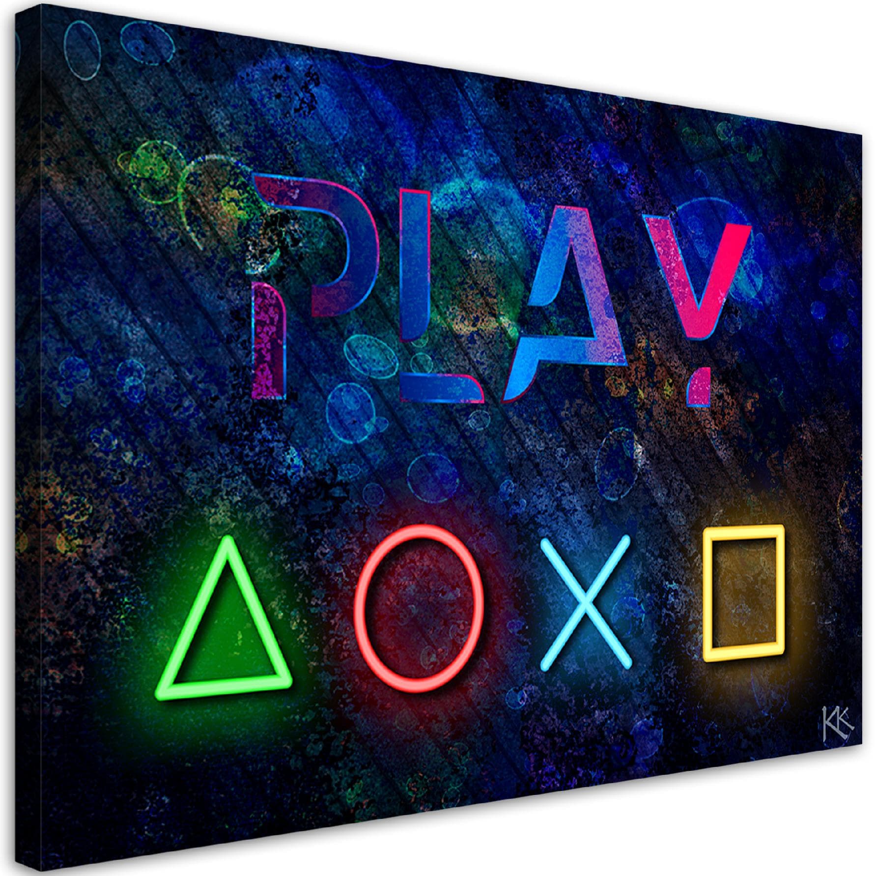 Obraz na płótnie, Przyciski do kontrolera i napis play (Rozmiar 120x80)
