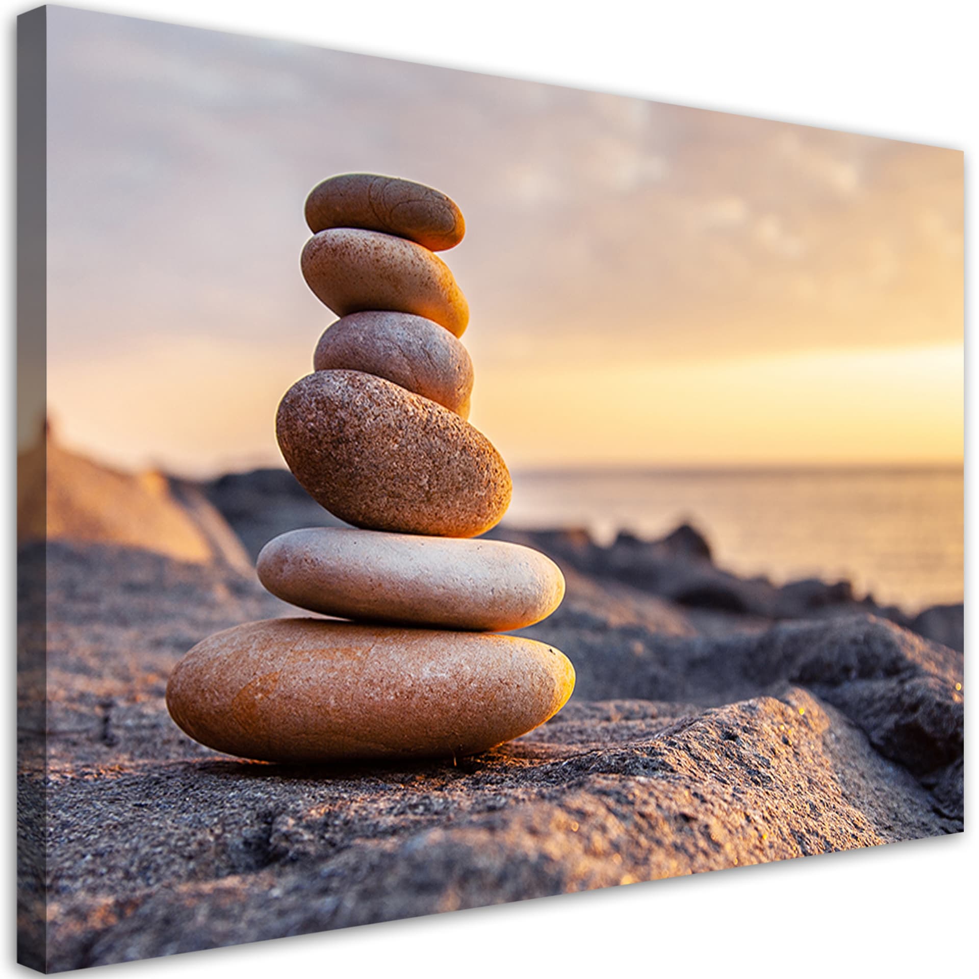 Obraz na płótnie, Kamienie na plaży zen (Rozmiar 120x80)