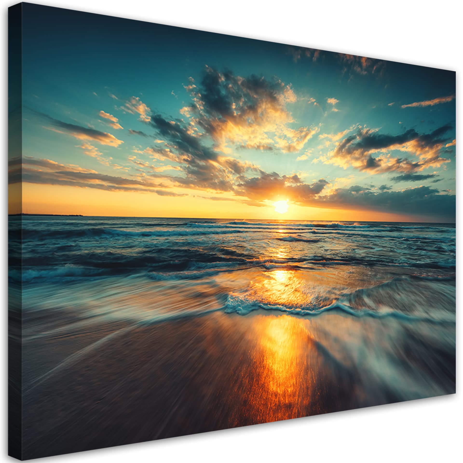 Obraz na płótnie, Morze Zachód słońca Plaża (Rozmiar 60x40)