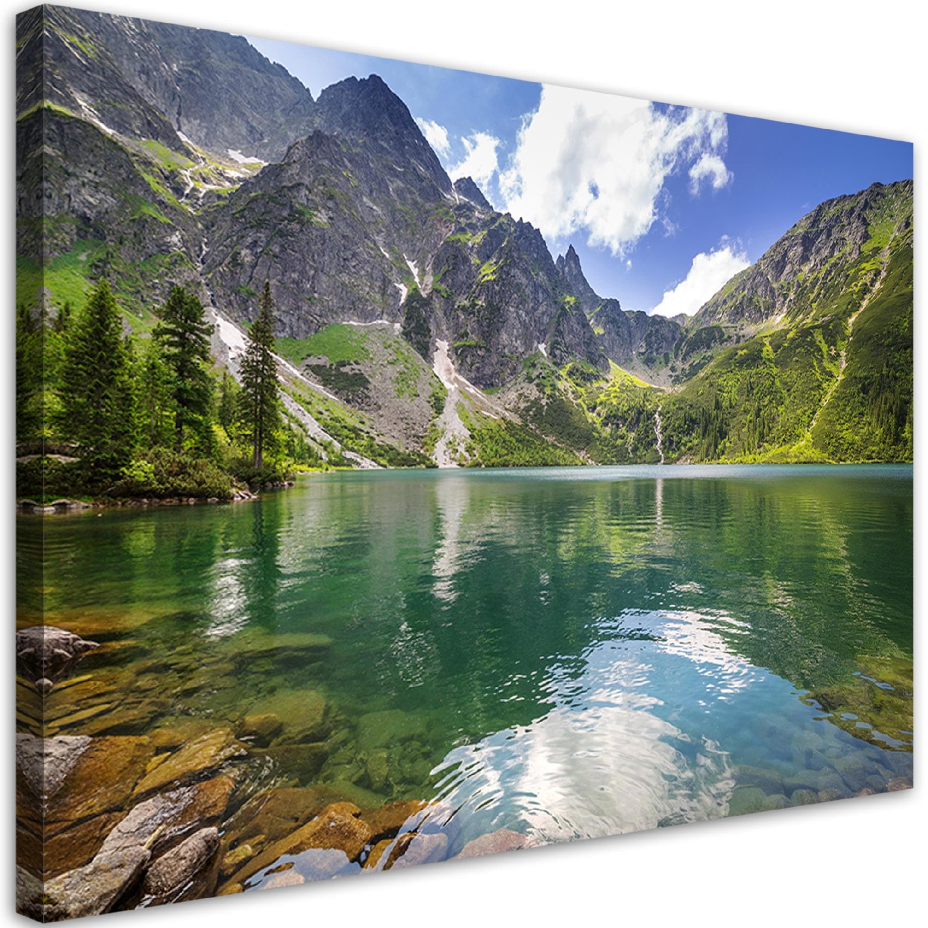 Obraz na płótnie, Górskie jezioro Drzewa Natura (Rozmiar 60x40)