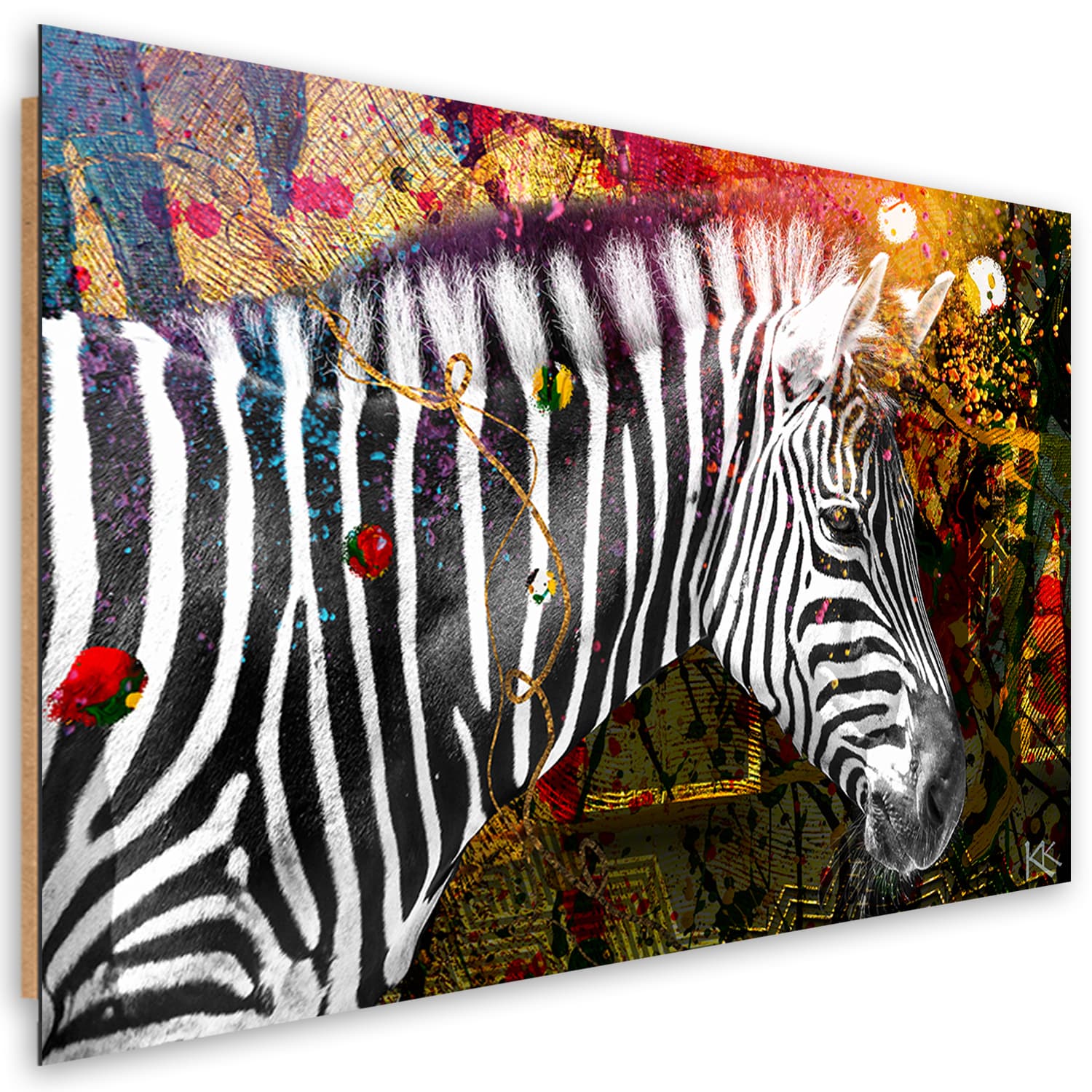 Obraz Deco Panel, Zebra na kolorowym tle (Rozmiar 90x60)