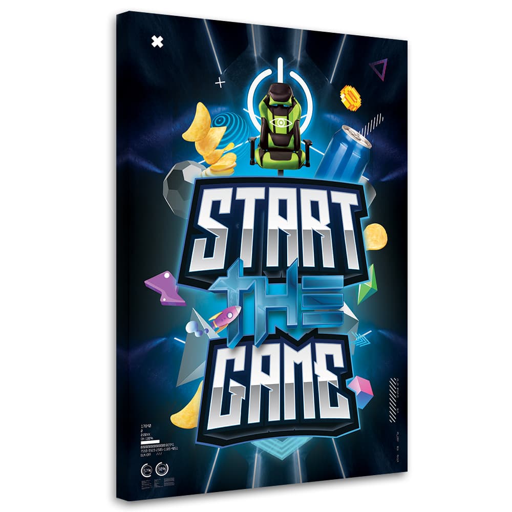 Obraz na płótnie, Napis start game dla graczy (Rozmiar 80x120)