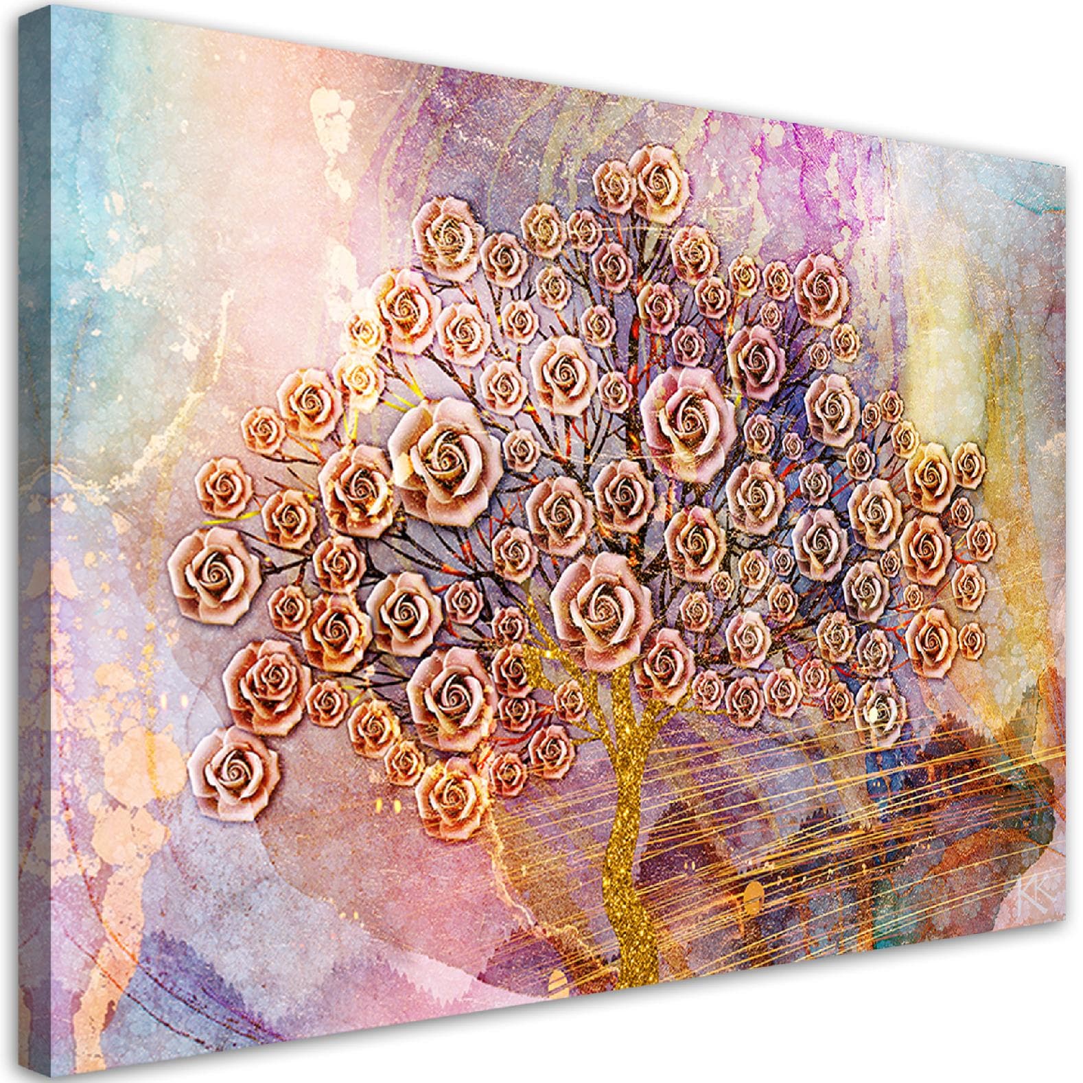 Obraz na płótnie, Kwiaty drzewo życia (Rozmiar 120x80)