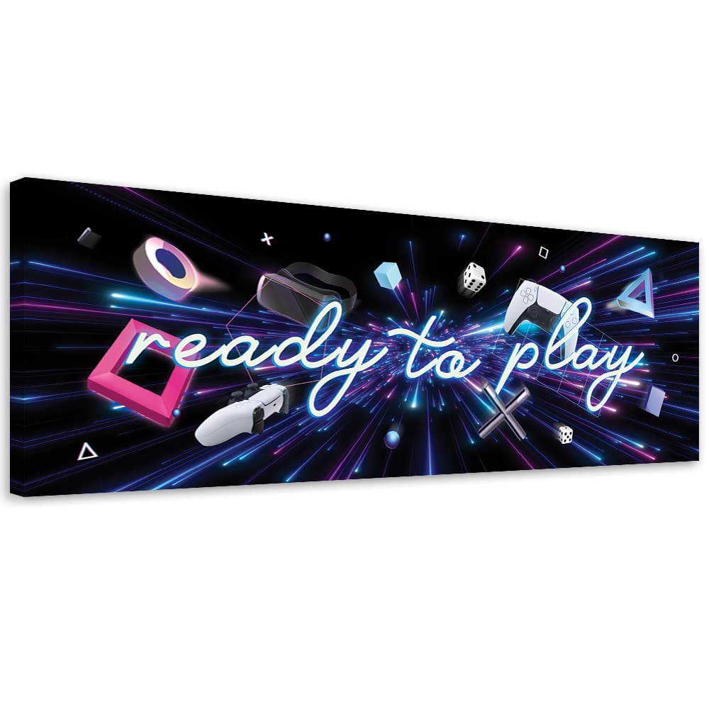 Obraz na płótnie, Napis ready to play (Rozmiar 150x50)